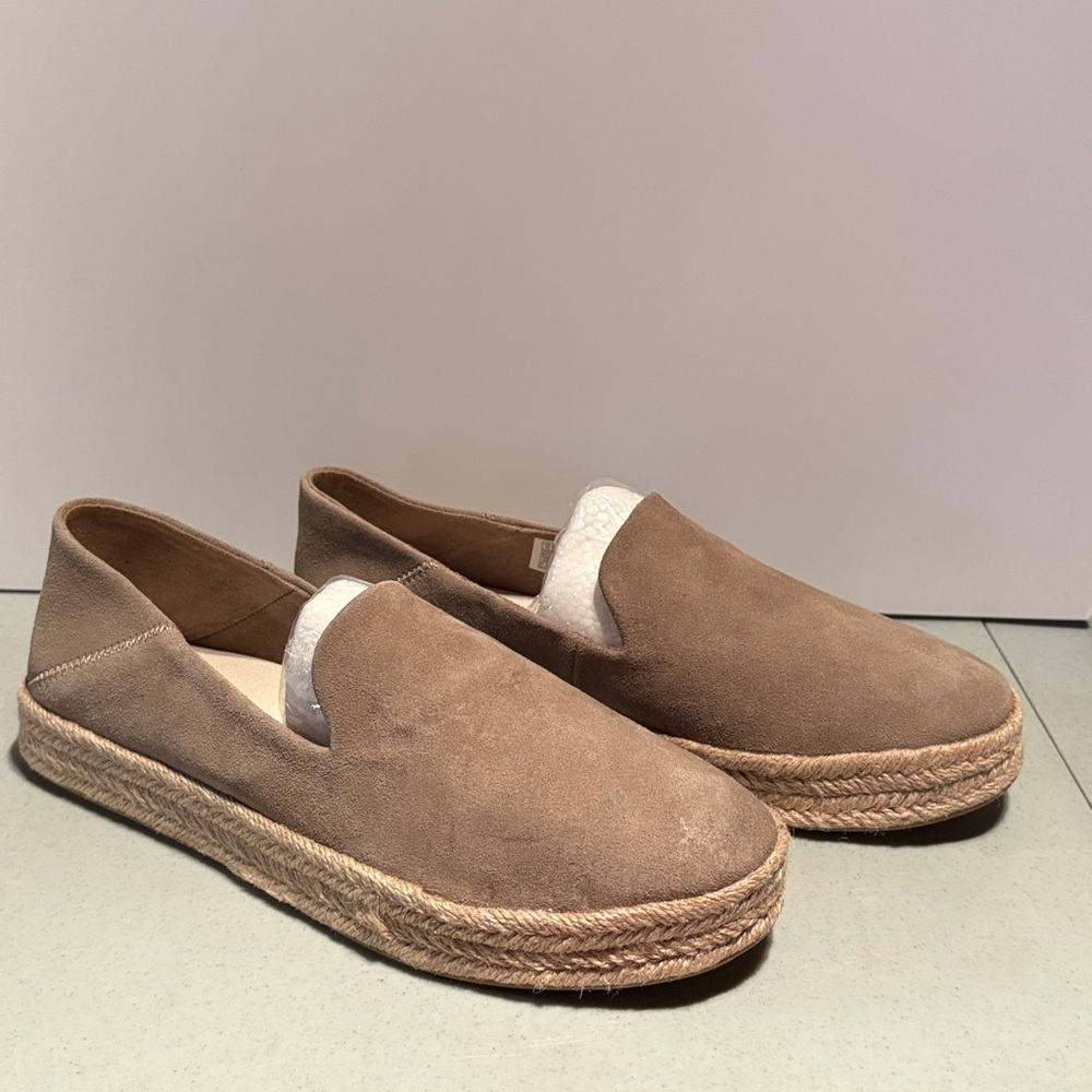 Tom’s wear good Tan Suede Espadrille Slip-On Shoes NWOT Size 10